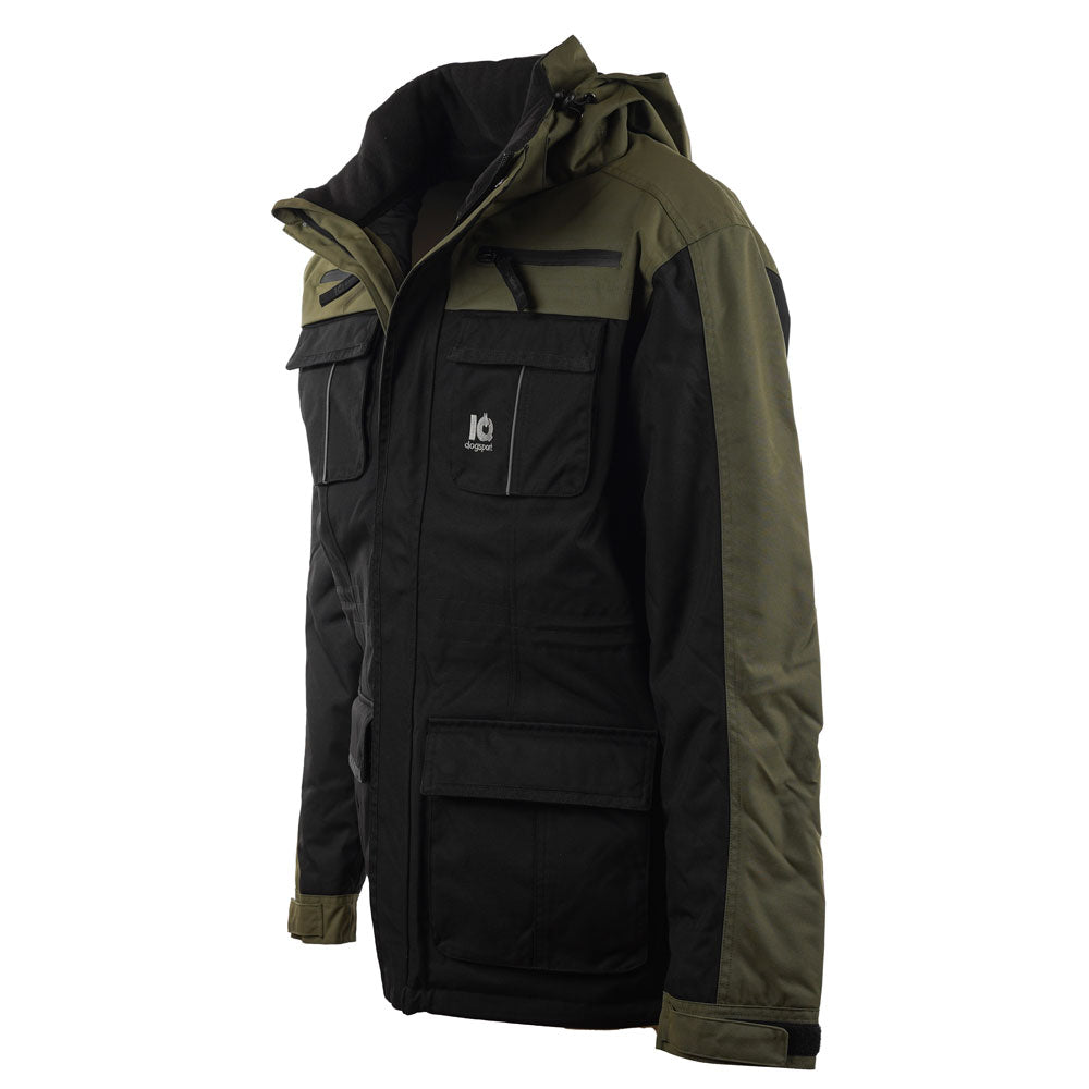 Winterjacke für Hundehalter  - schwarz / oliv - Seitenansicht