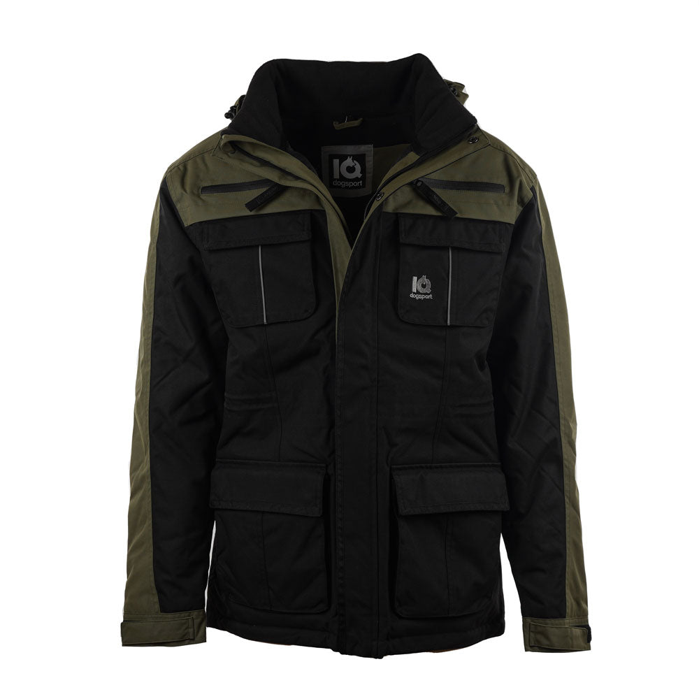 Winterjacke für Hundehalter - schwarz oliv - Frontansicht