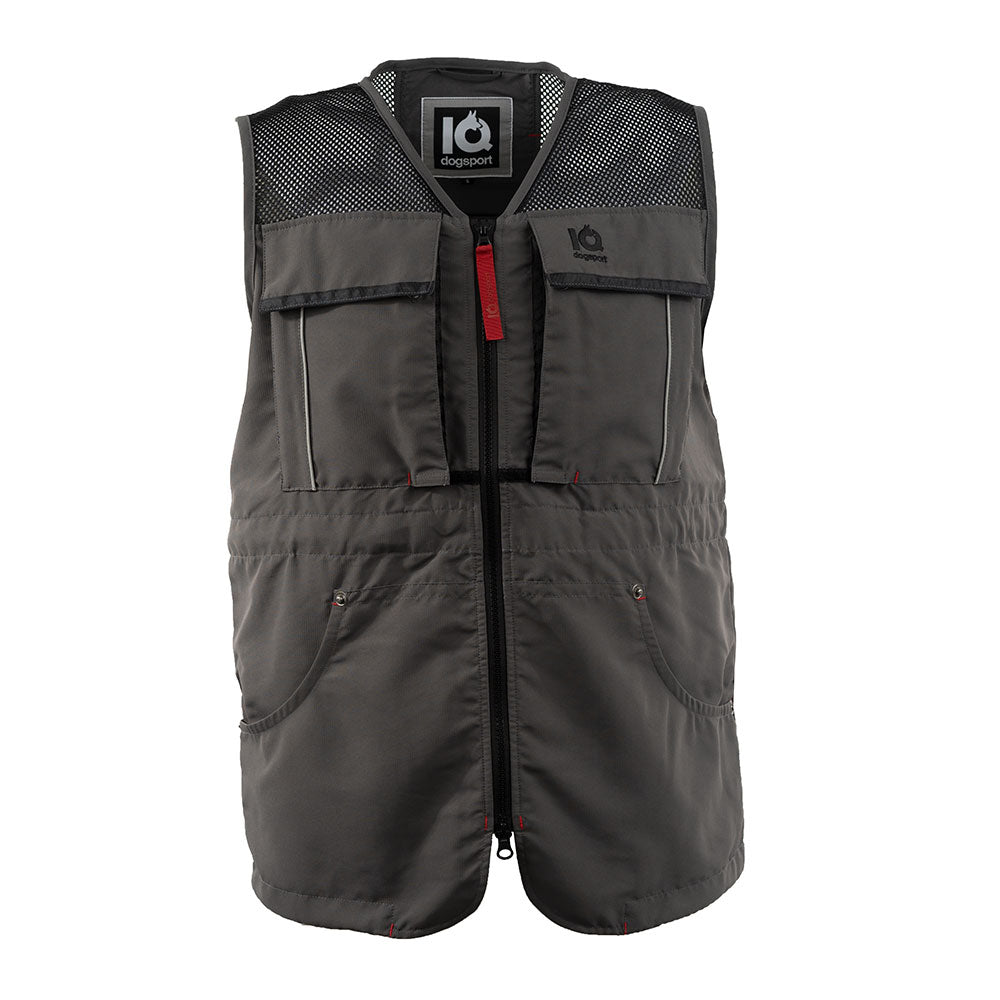 Sommerweste grau mit roten Details Front
