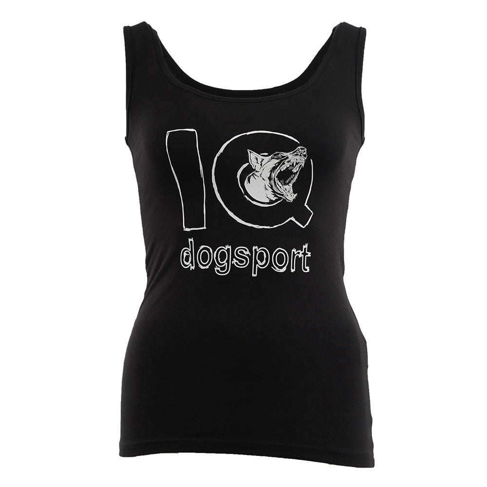 Tanktop Damen Schwarz weiße Zeichnung Logo und bellender Malinois