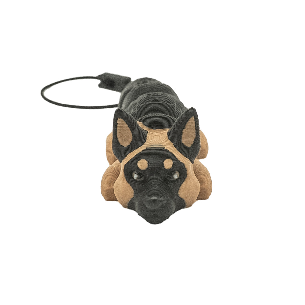 3D gedruckter Schäferhund von vorne Schlüsselanhänger