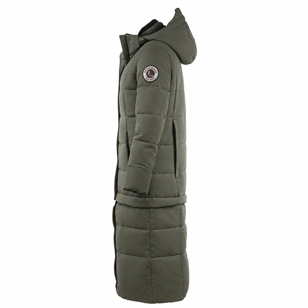 IQ Women’s Zip-Off Winter Coat worn as a long coat – side view