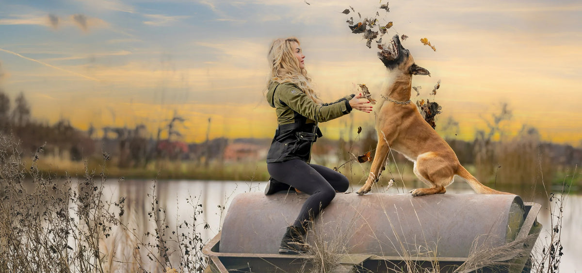 IQ dog sport jacket with dog outdoors