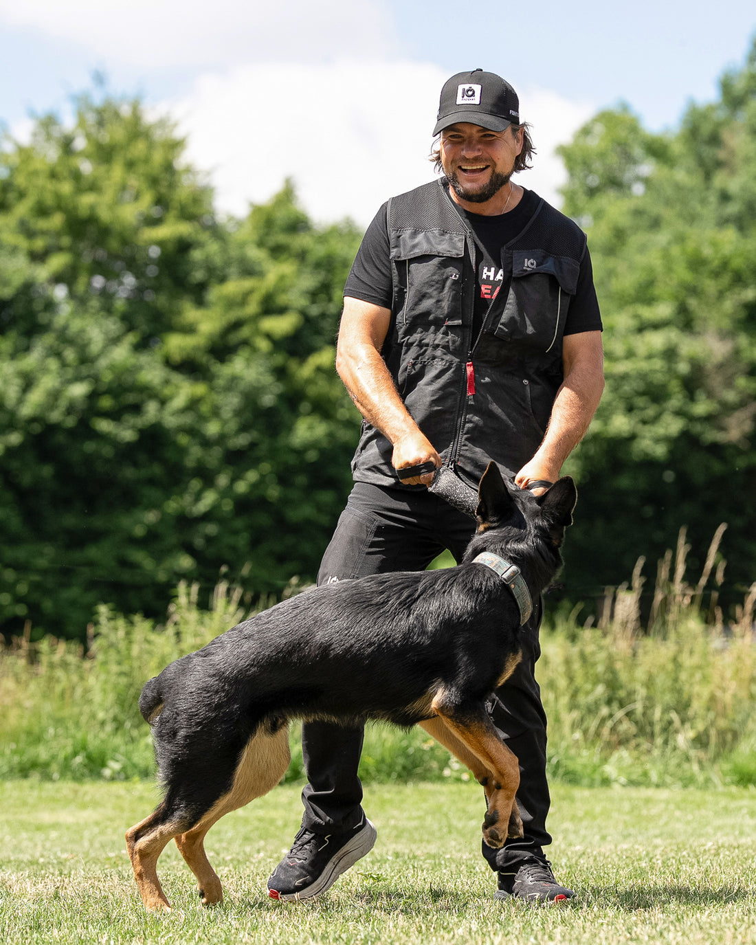 Dog sport competitor Marko Koskensalo wearing IQ equipment