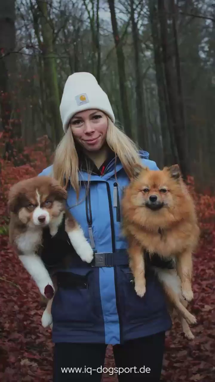 Load video: Video: IQ Multifunktionsjacke 3.0 Damen Blau im Hundesport-Training